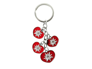 KEYRING 4 HEART WITH EDELWEISS